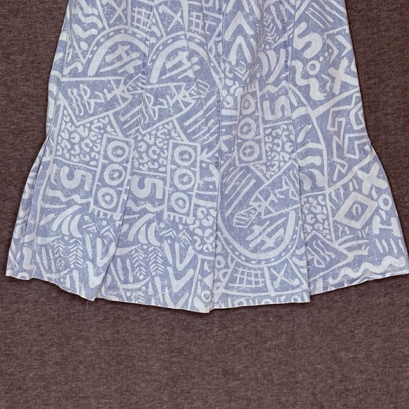 Vintage Cherokee A-Line Skirt Blue White Abstract Print Cotton USA Made Size 12 - Picture 7 of 10
